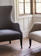 Bromley Wingback Chair, Grey Linen (Black Legs)