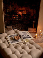 Elbert Footstool, Parchment Cotton