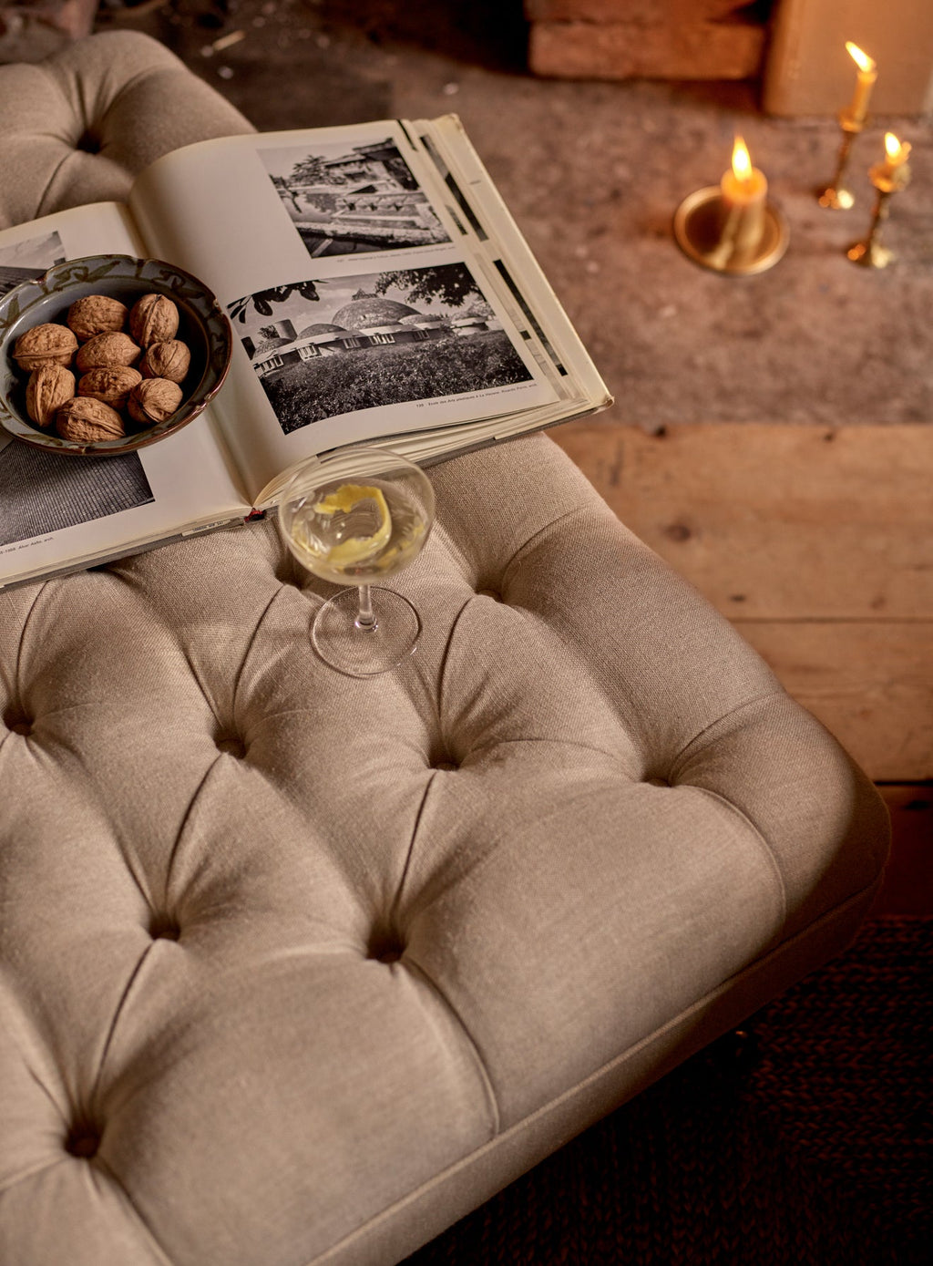 Elbert Footstool, Natural Linen