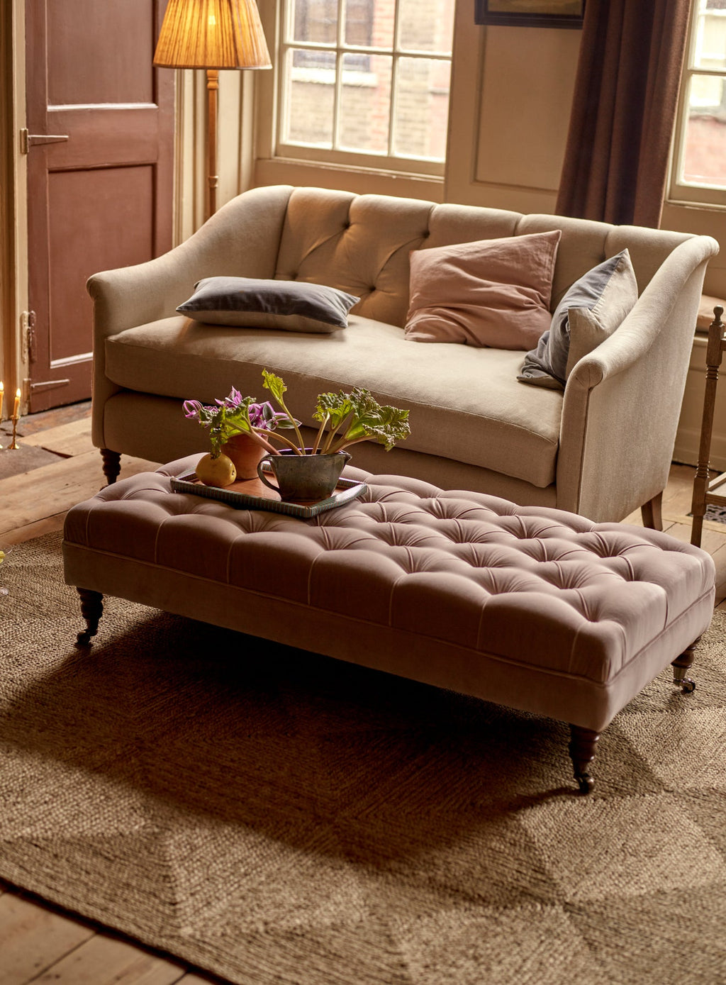 Elbert Ottoman, Clover Velvet