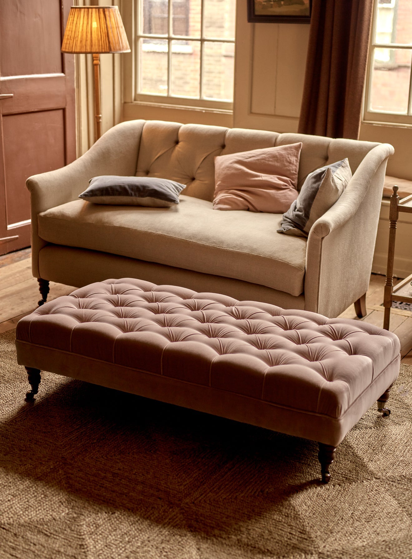 Elbert Ottoman, Grey Linen