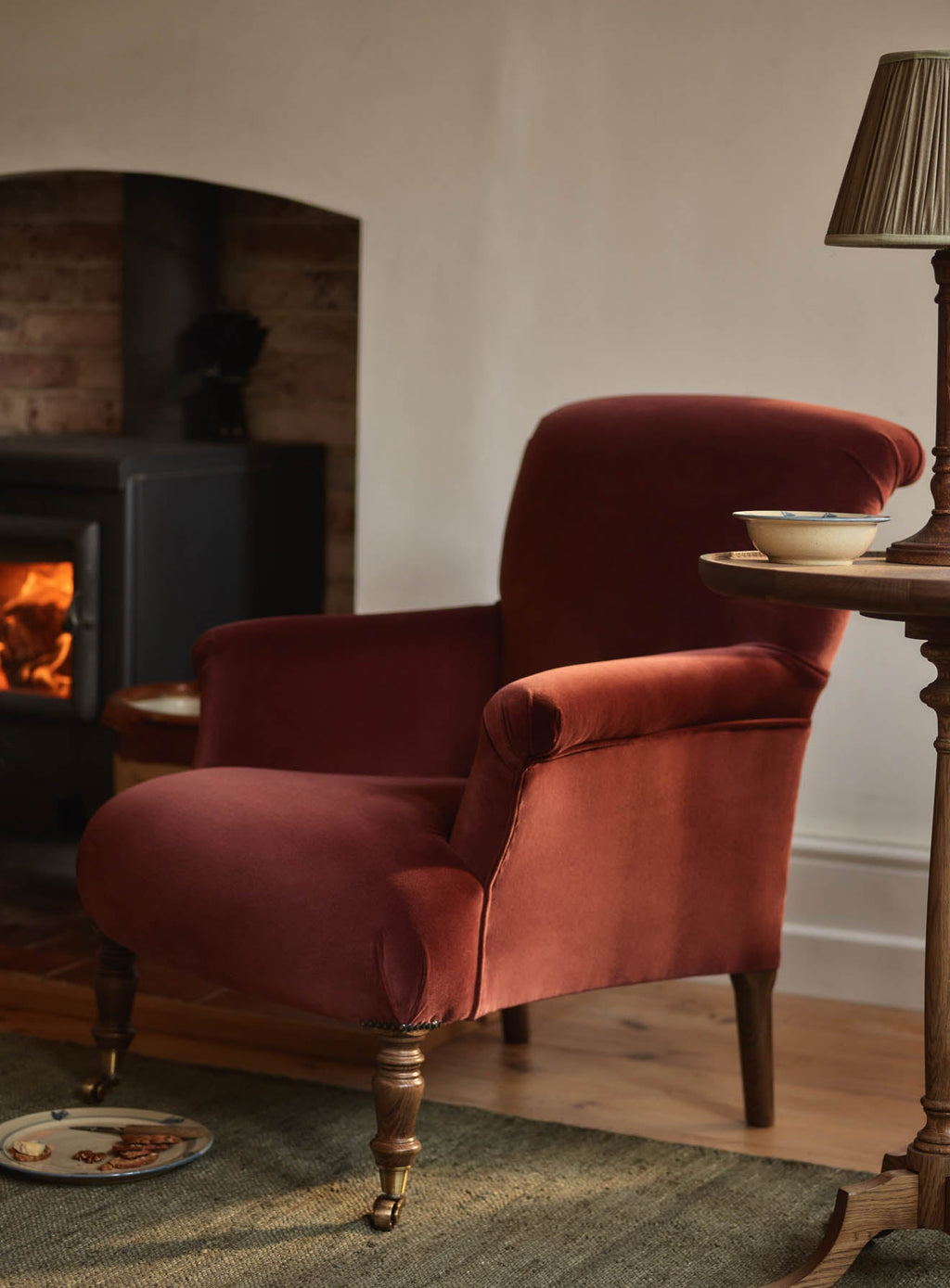 Finley Armchair, Rust Velvet