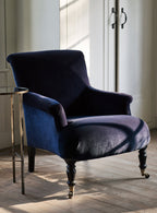 Finley Armchair, Midnight Blue Velvet (Black Legs)