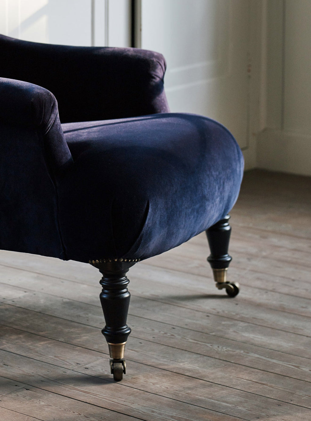 Finley Armchair, Midnight Blue Velvet (Black Legs)