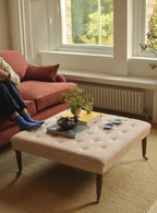 Freyer Footstool, Square, Heritage Pink Stripe