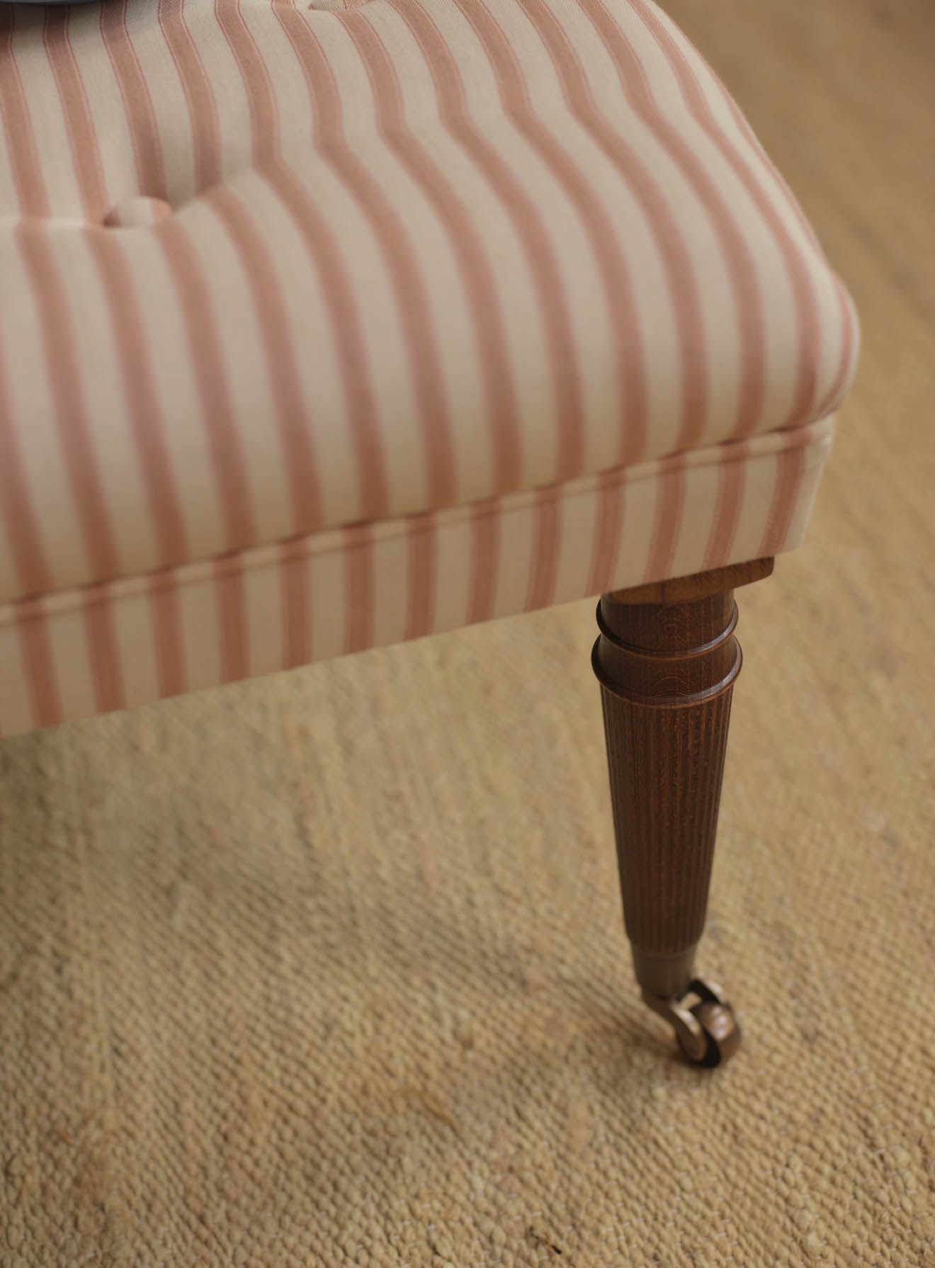 Freyer Footstool, Square, Heritage Pink Stripe