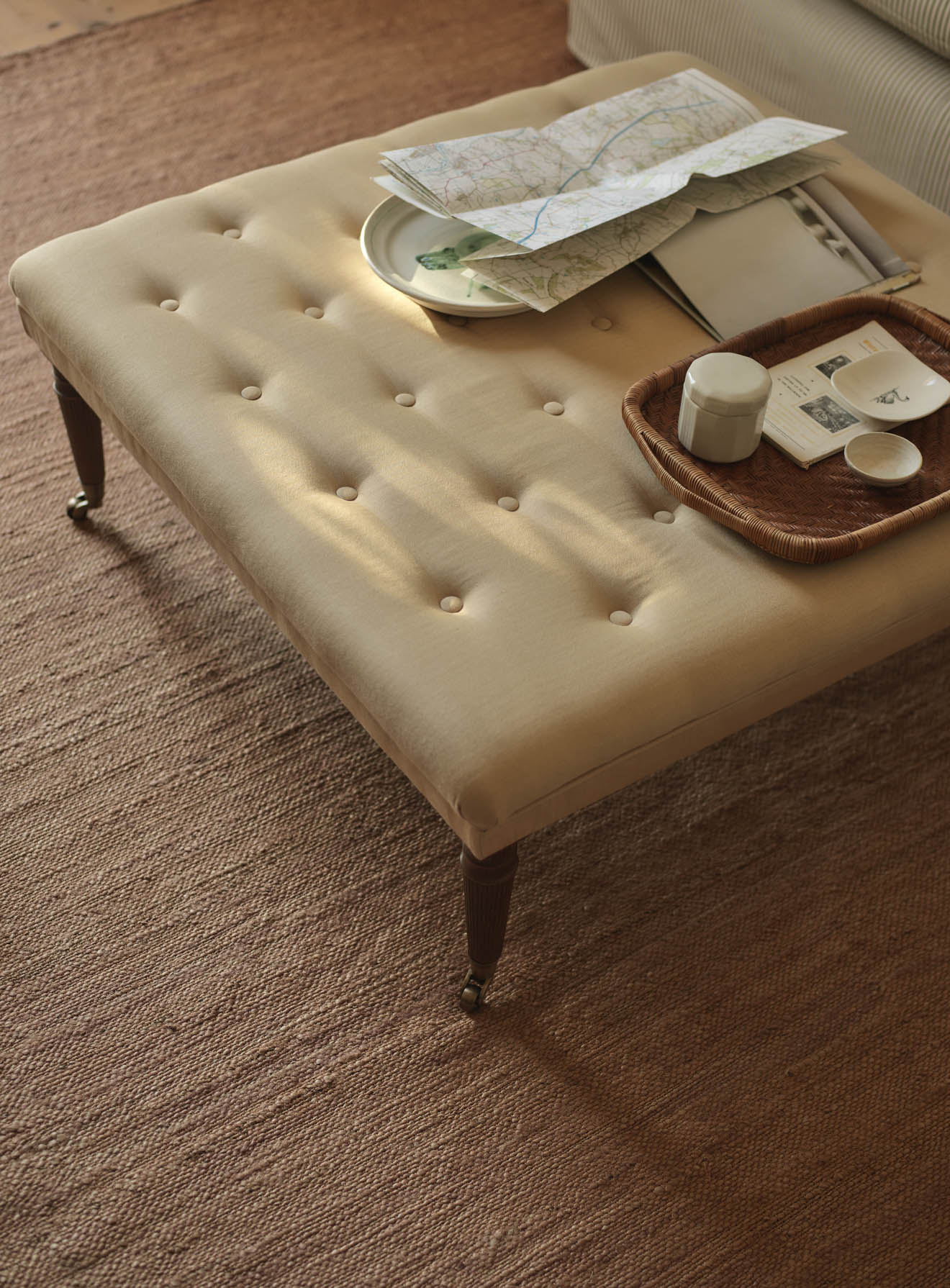 Freyer Footstool, Square, Straw Cotton