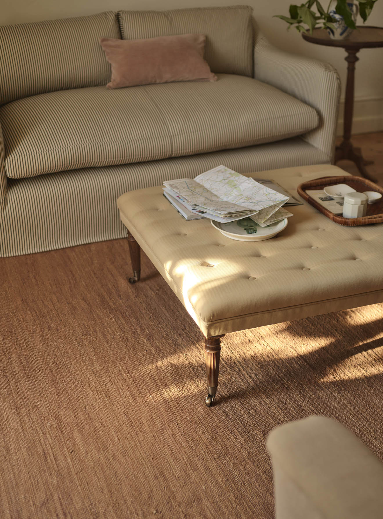 Freyer Footstool, Square, Straw Cotton