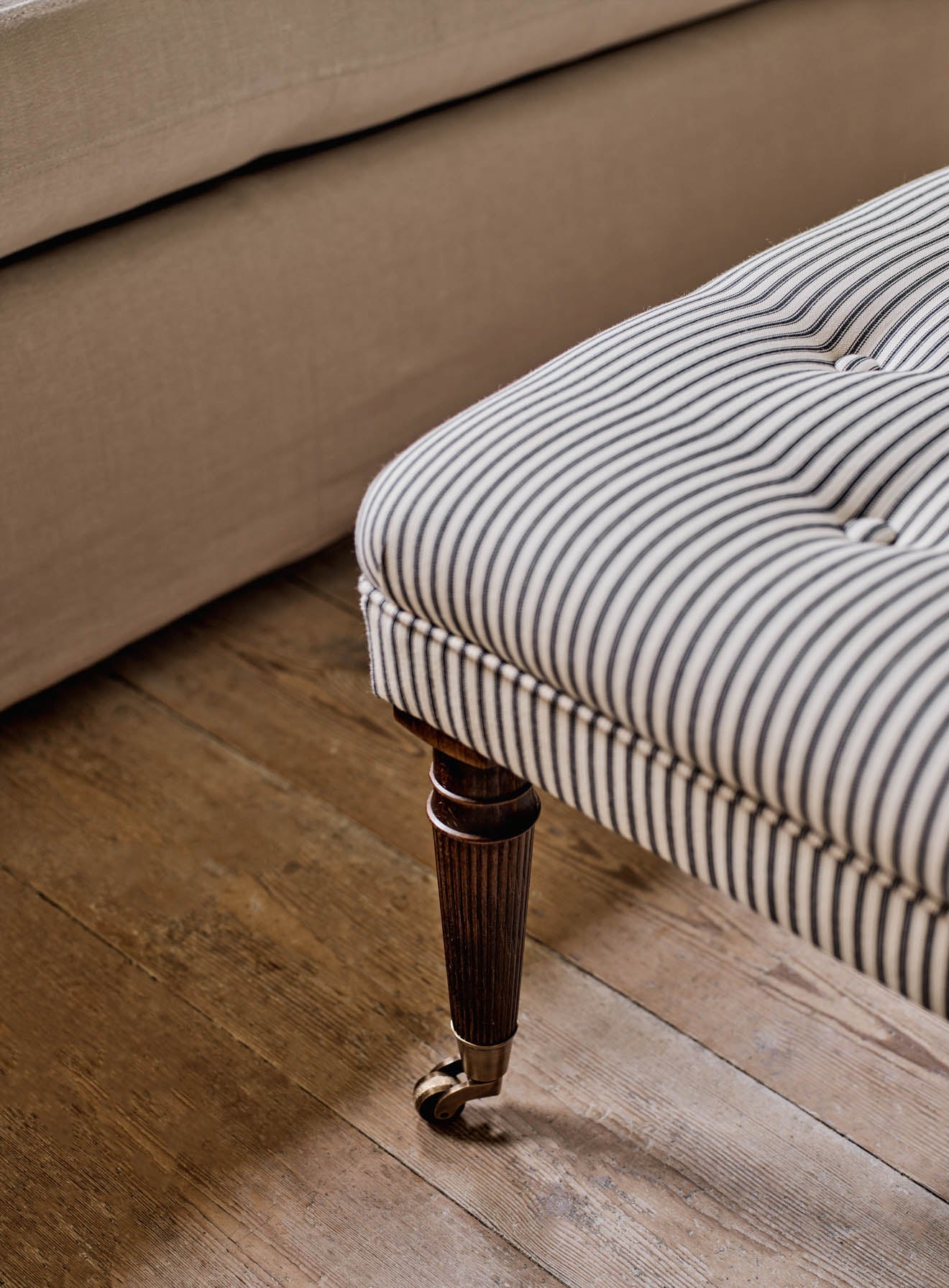 Freyer Footstool, Square, Heritage Red Stripe