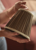 Gathered Silk Lampshade, Small, Olive