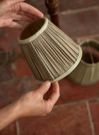 Gathered Silk Lampshade, Small, Olive