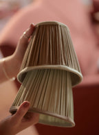 Gathered Silk Lampshade, Small, Olive