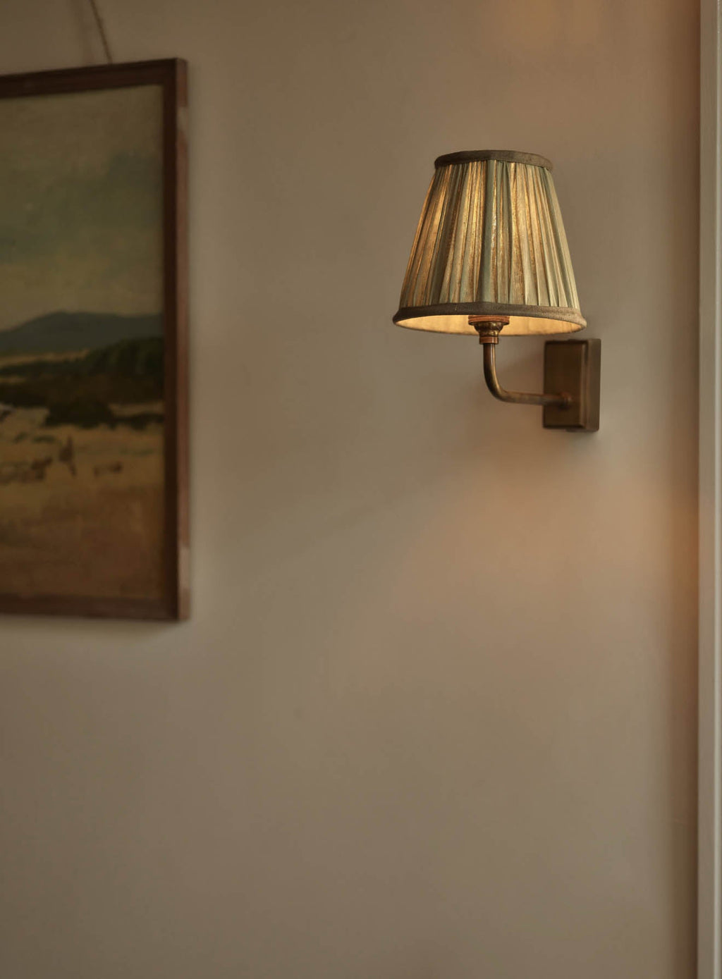 Gathered Silk Lampshade, Small, Sage