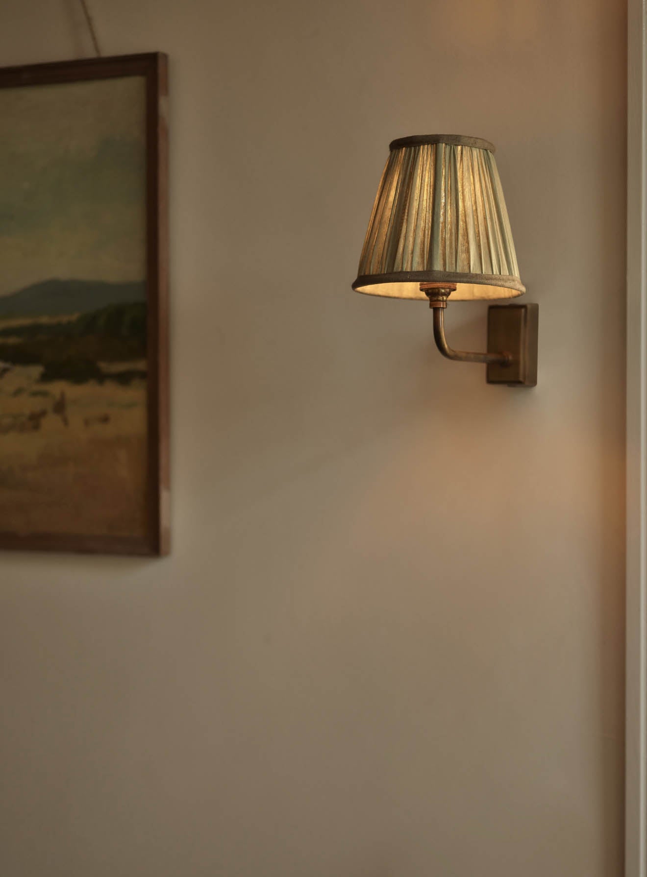 Gathered Silk Lampshade, Small, Sage