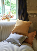 Grace Hand Embroidered Square Cushion, Honey Yellow