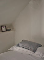 Grace Hand Embroidered Scalloped Cushion, Powder Blue