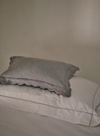 Grace Hand Embroidered Scalloped Cushion, Powder Blue