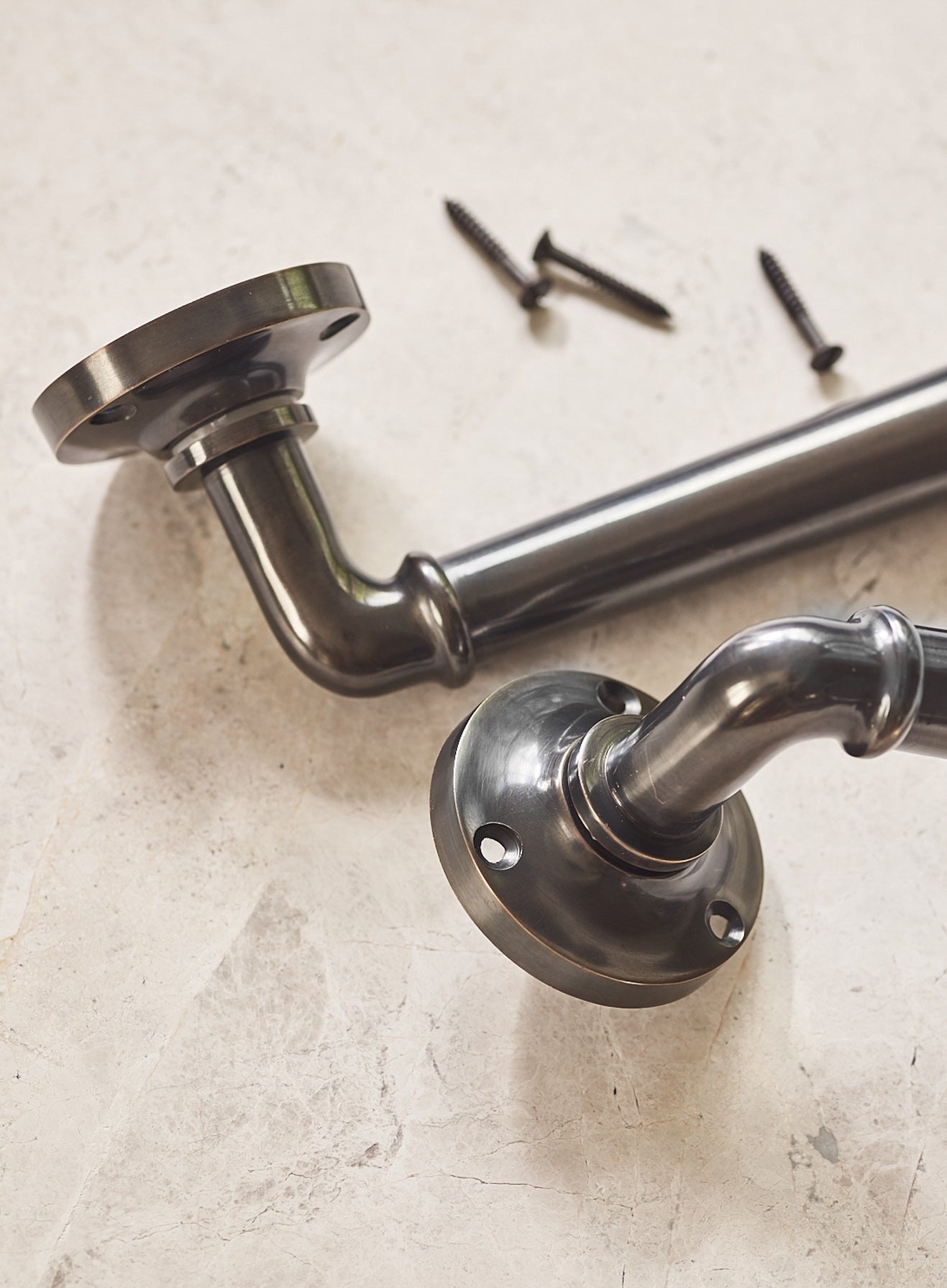 Grove Levered Door Handles, Blackened Brass