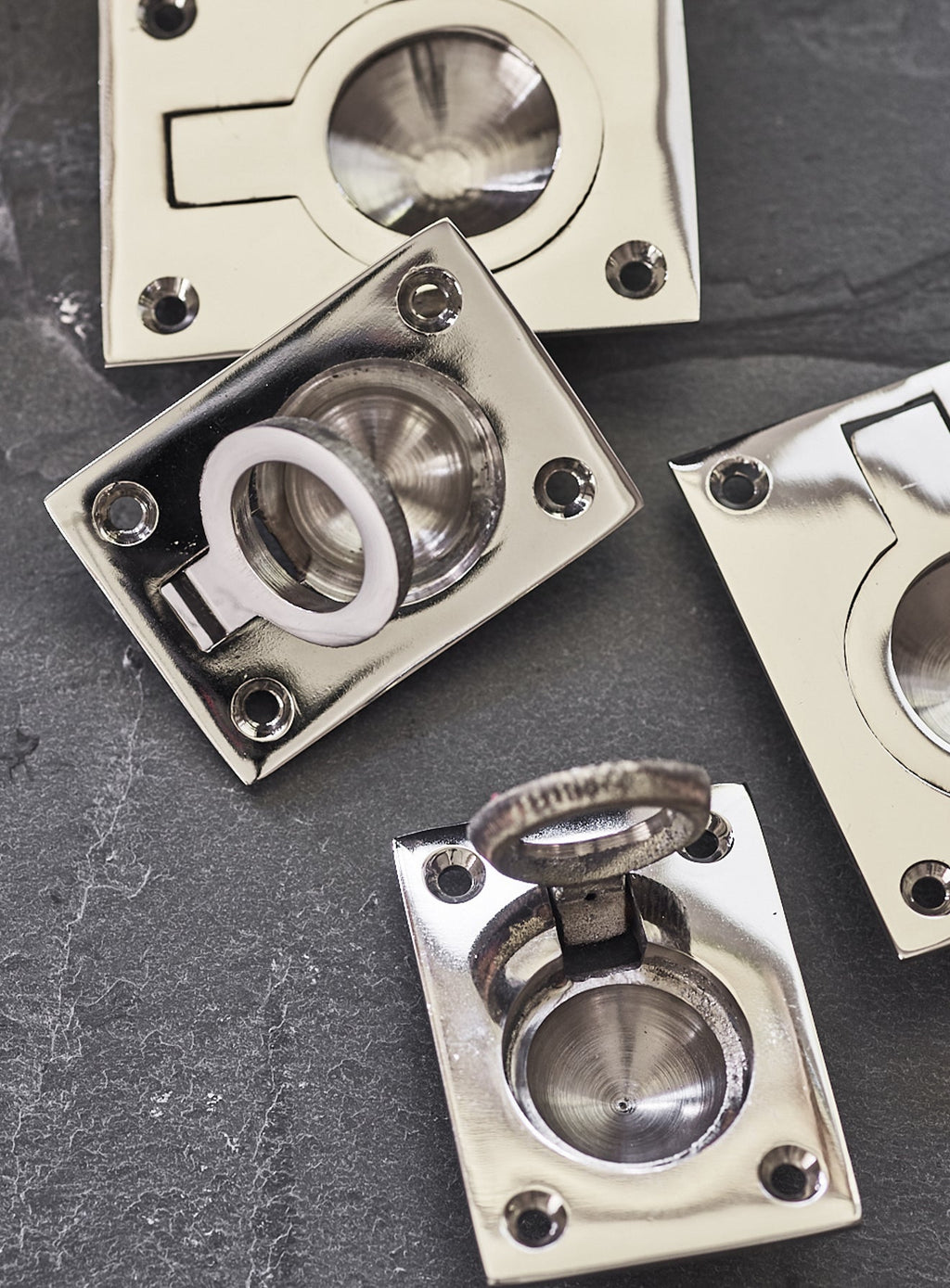 Grove Rectangular Ring Pull Handle, Large, Bright Nickel