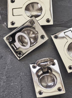 Grove Rectangular Ring Pull Handle, Large, Bright Nickel