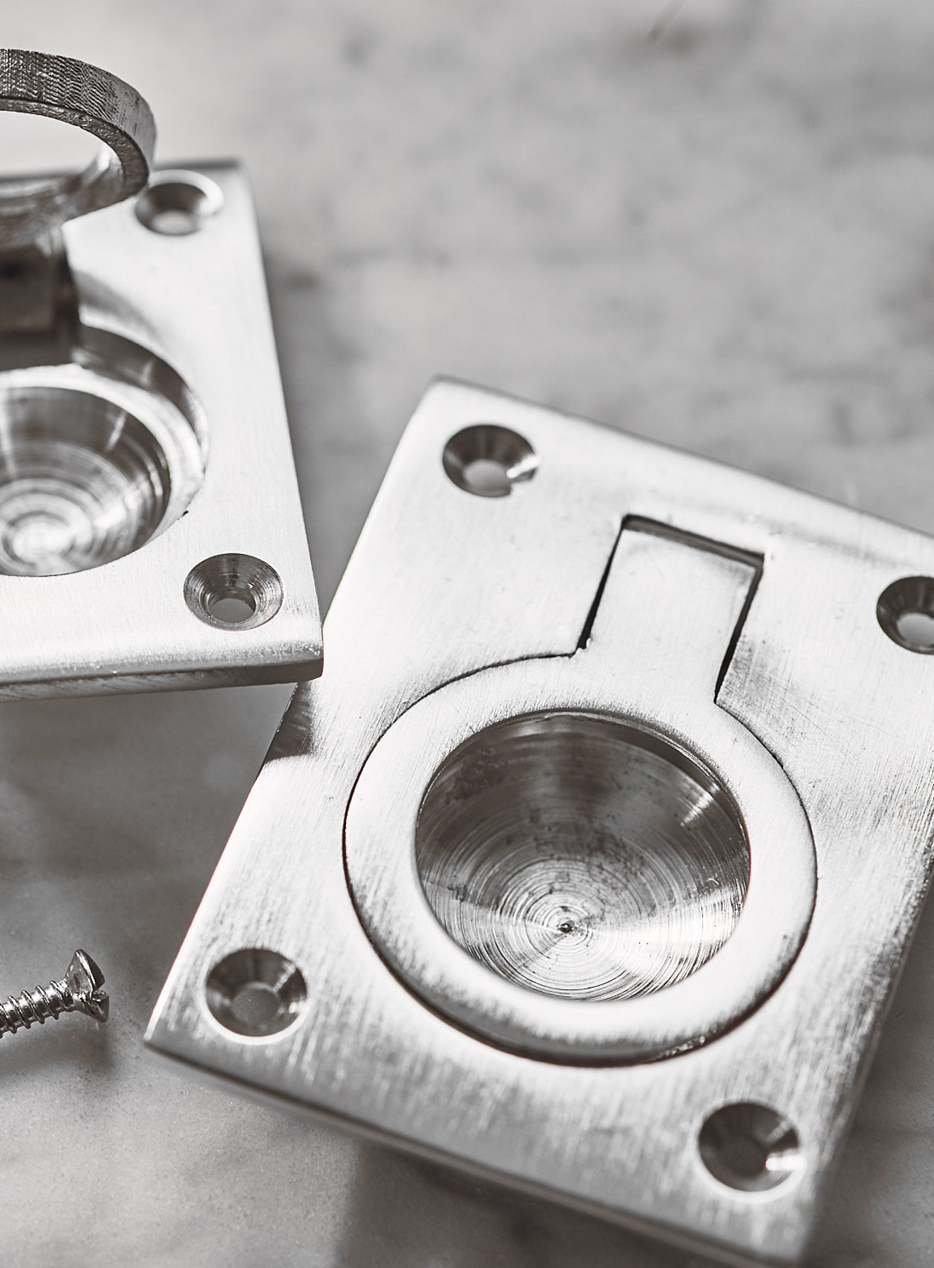 Grove Rectangular Ring Pull Handle, Large, Matt Nickel