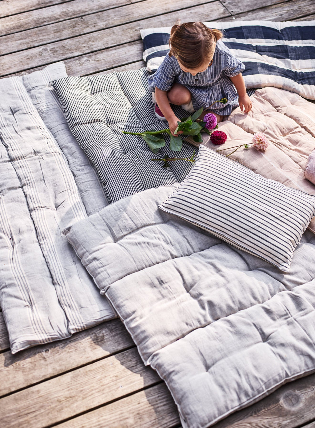 Handwoven Cotton Mattress, Grey Stripe