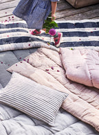 Handwoven Cotton Mattress, Navy Square Tile