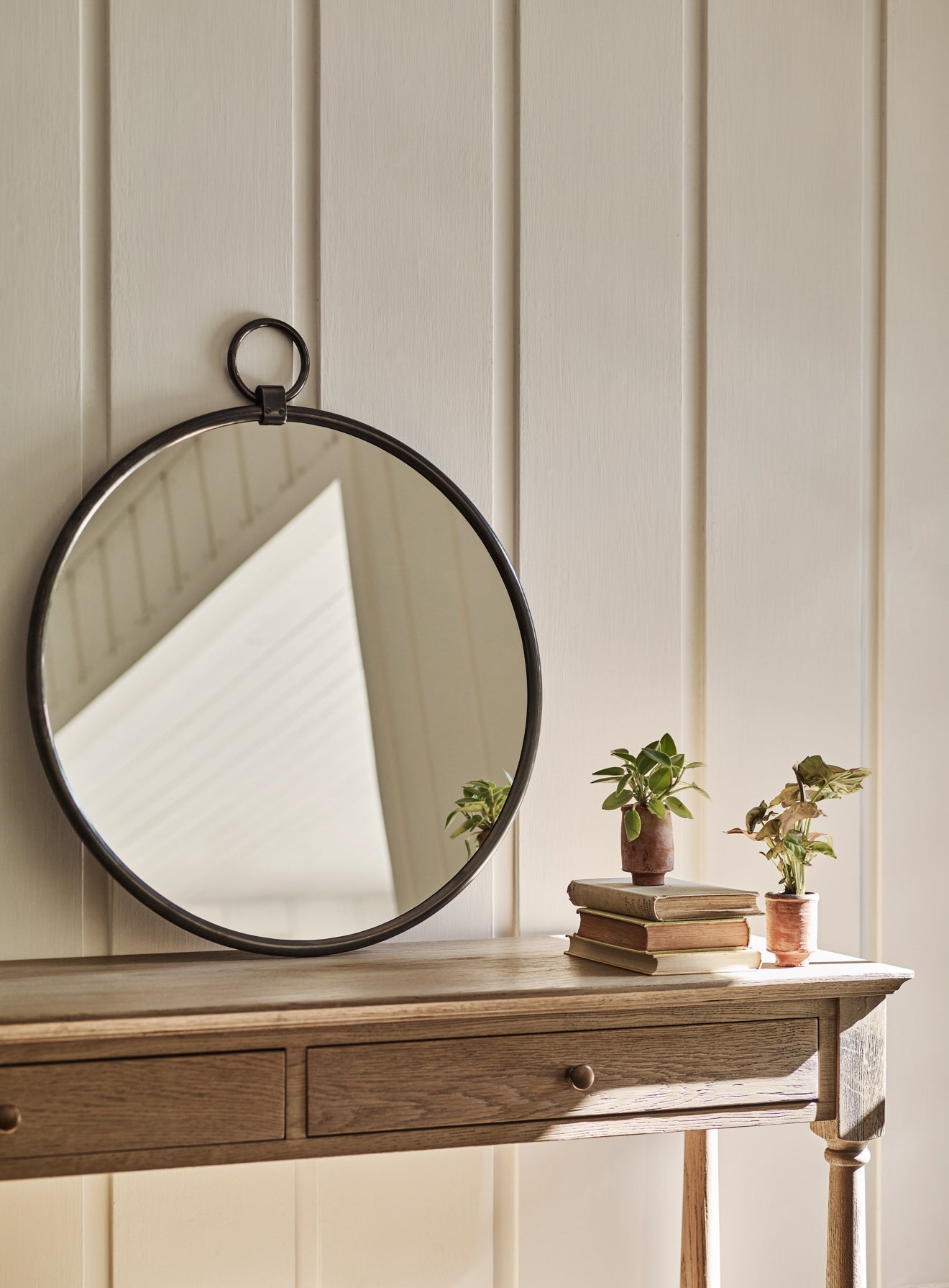 Indar Hanging Mirror, Blackened Brass