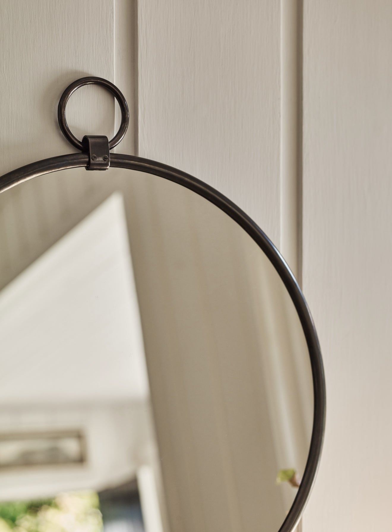 Indar Hanging Mirror, Blackened Brass
