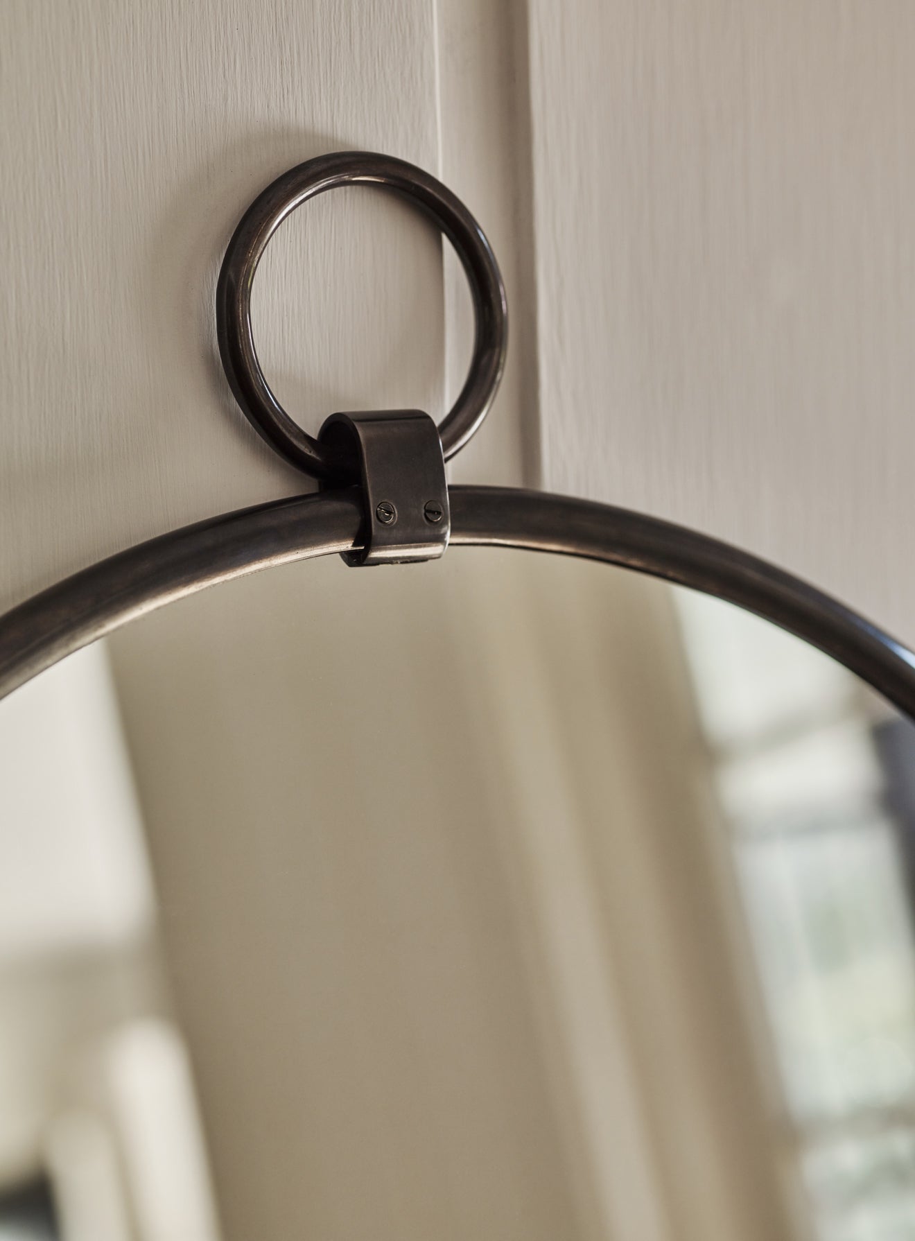 Indar Hanging Mirror, Blackened Brass