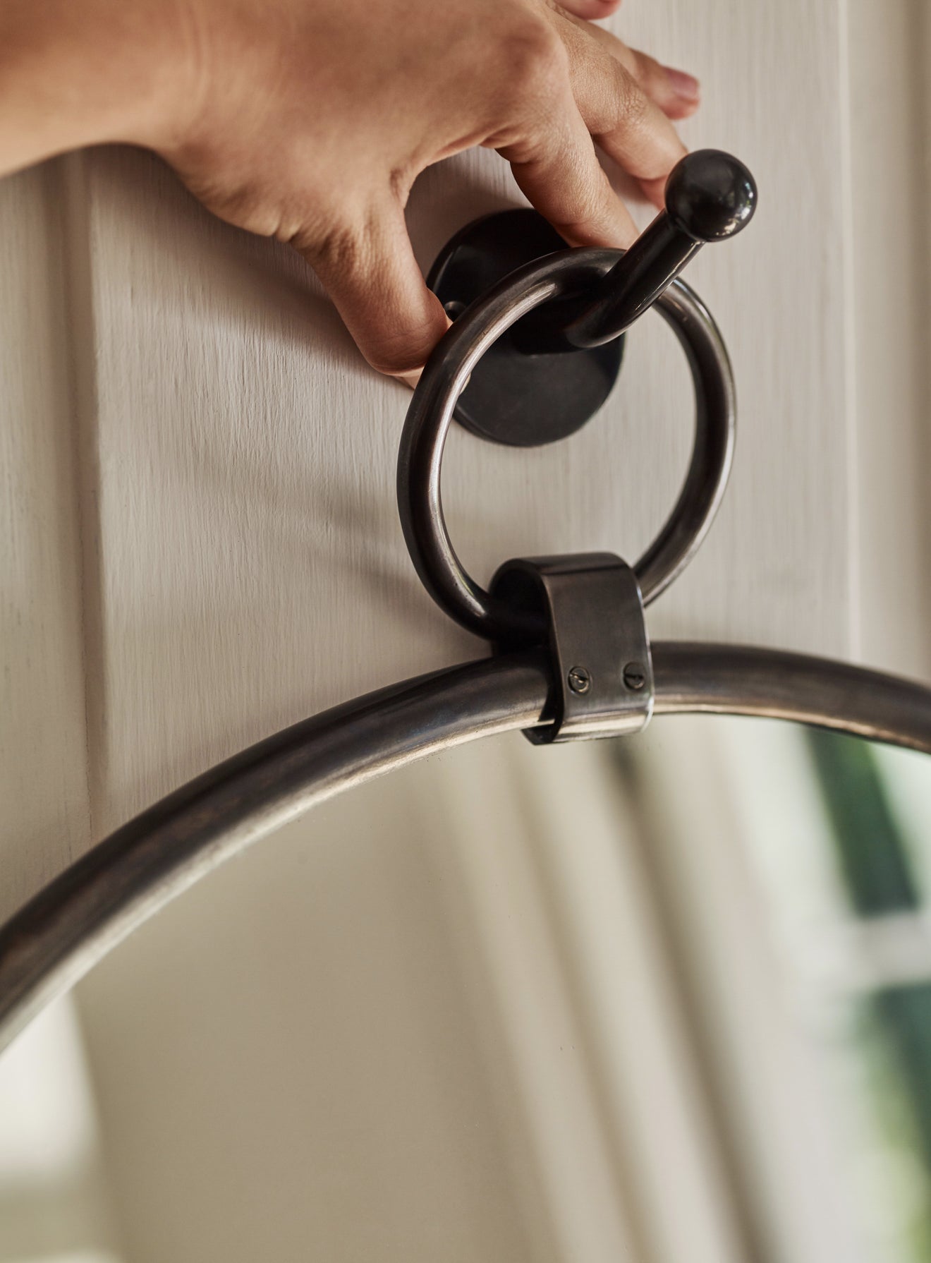 Indar Hanging Mirror, Blackened Brass