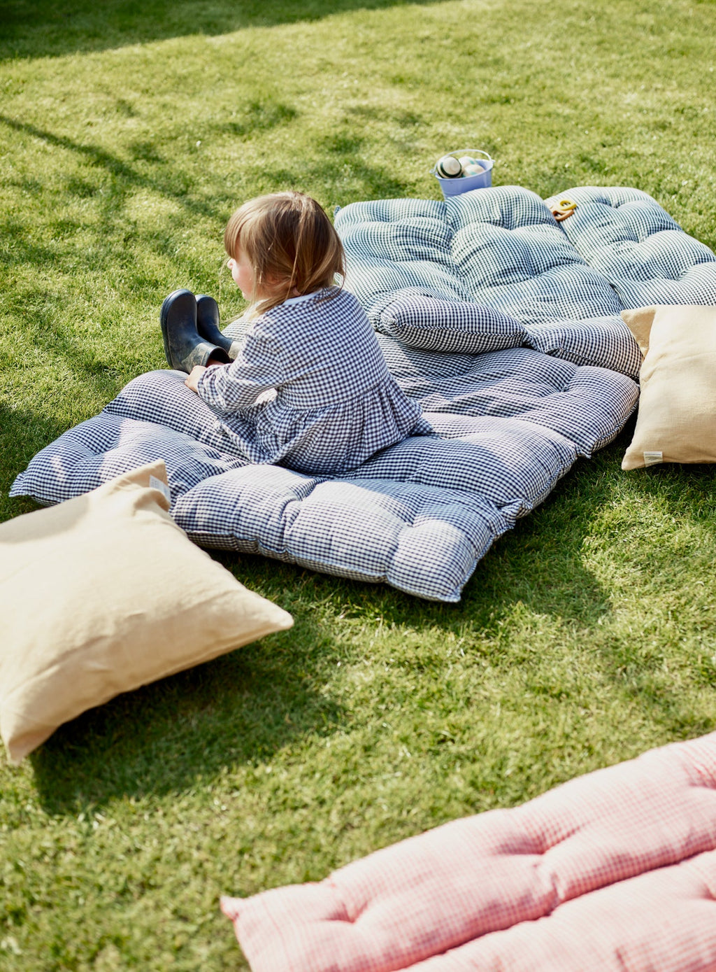 Handwoven Cotton Mattress, Gingham Black Check