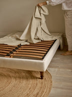 Mila Bed Base, Olive Linen