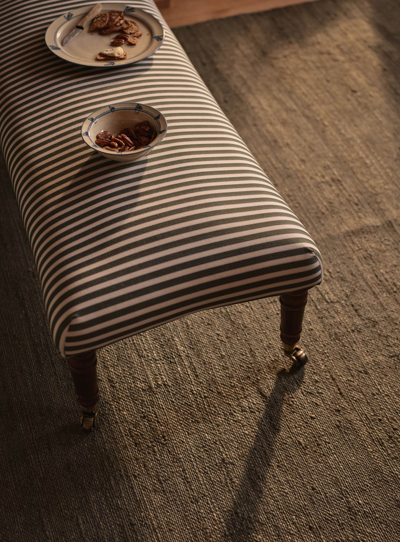 Edmund Footstool, Large, Heritage Green Stripe