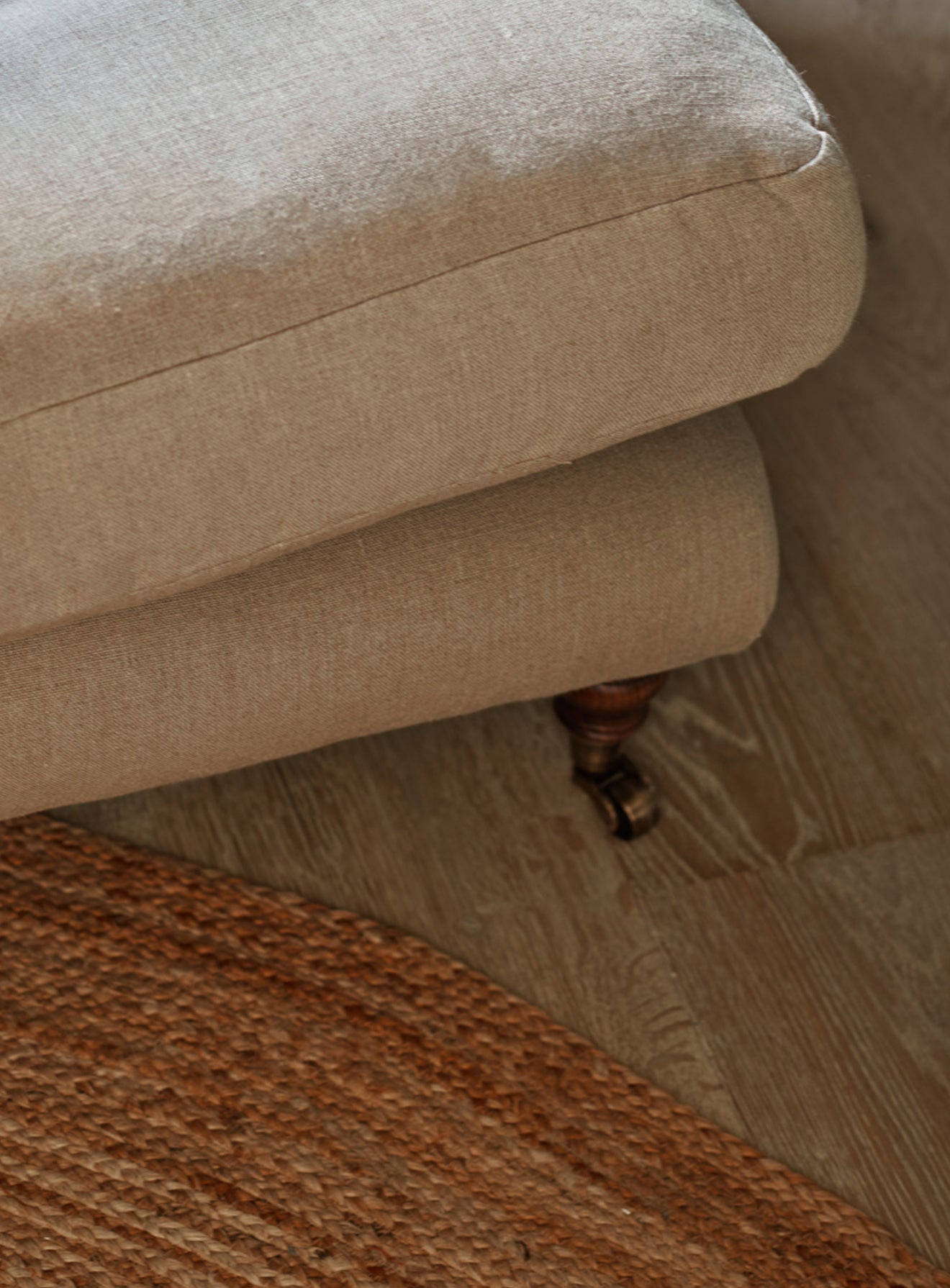 Remy Footstool, Natural Linen