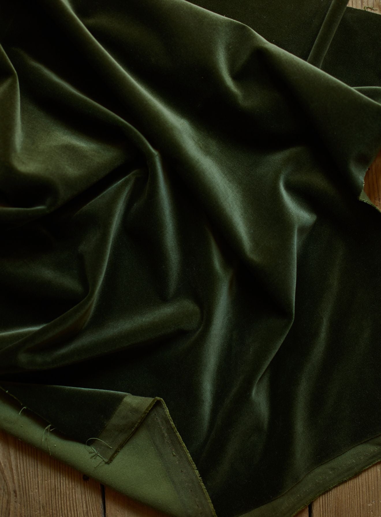 Freyer Footstool, Square, Dark Olive Velvet