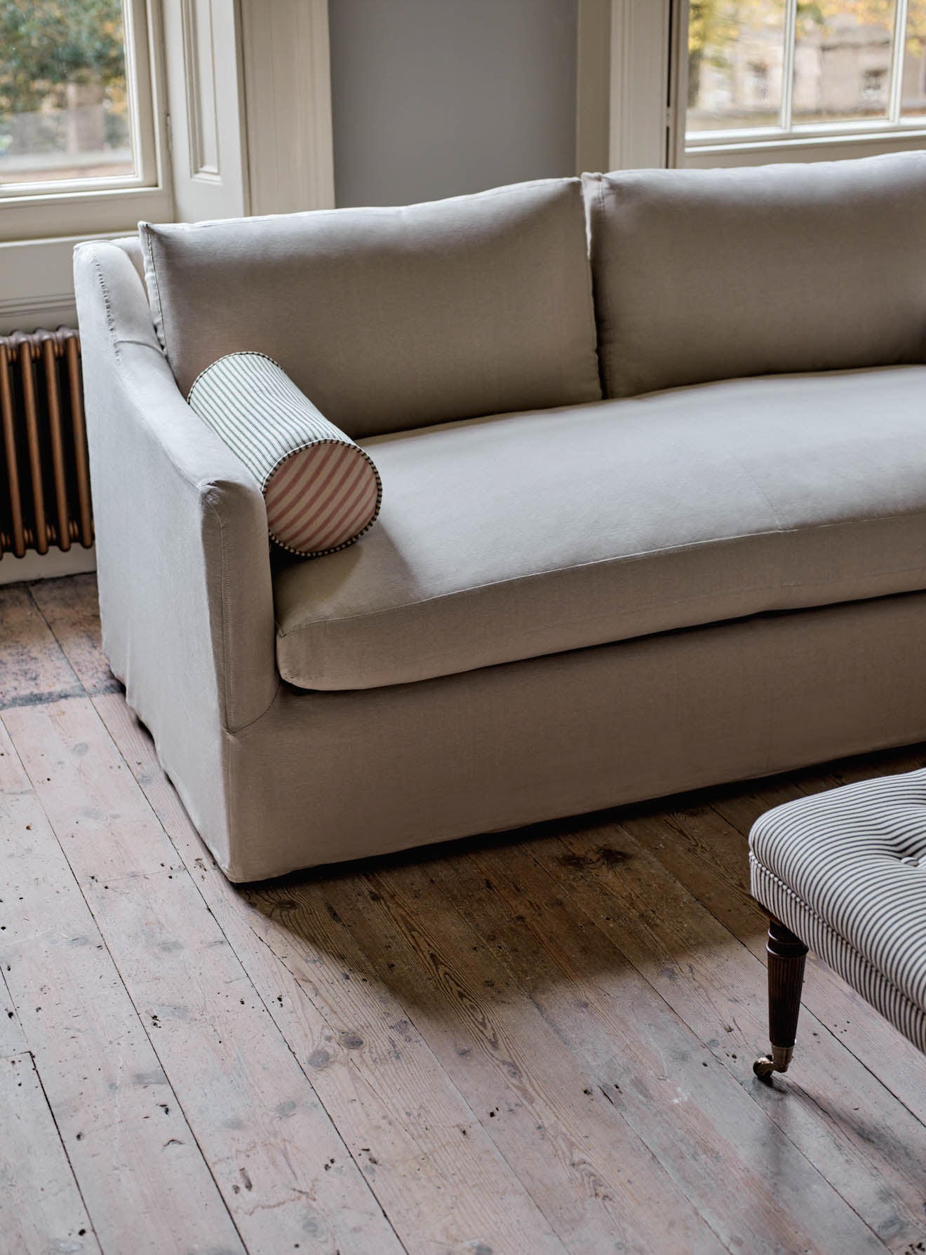 Warren Loose Cover Sofa Bed, Natural Linen