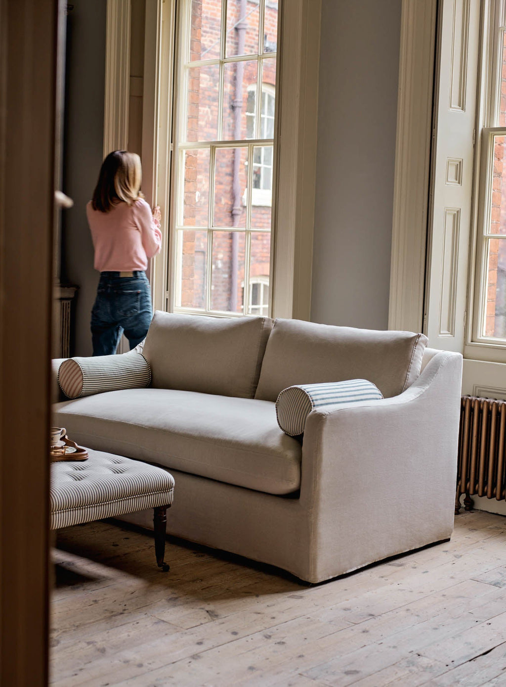 Warren Loose Cover Sofa Bed, Leaden Grey Linen