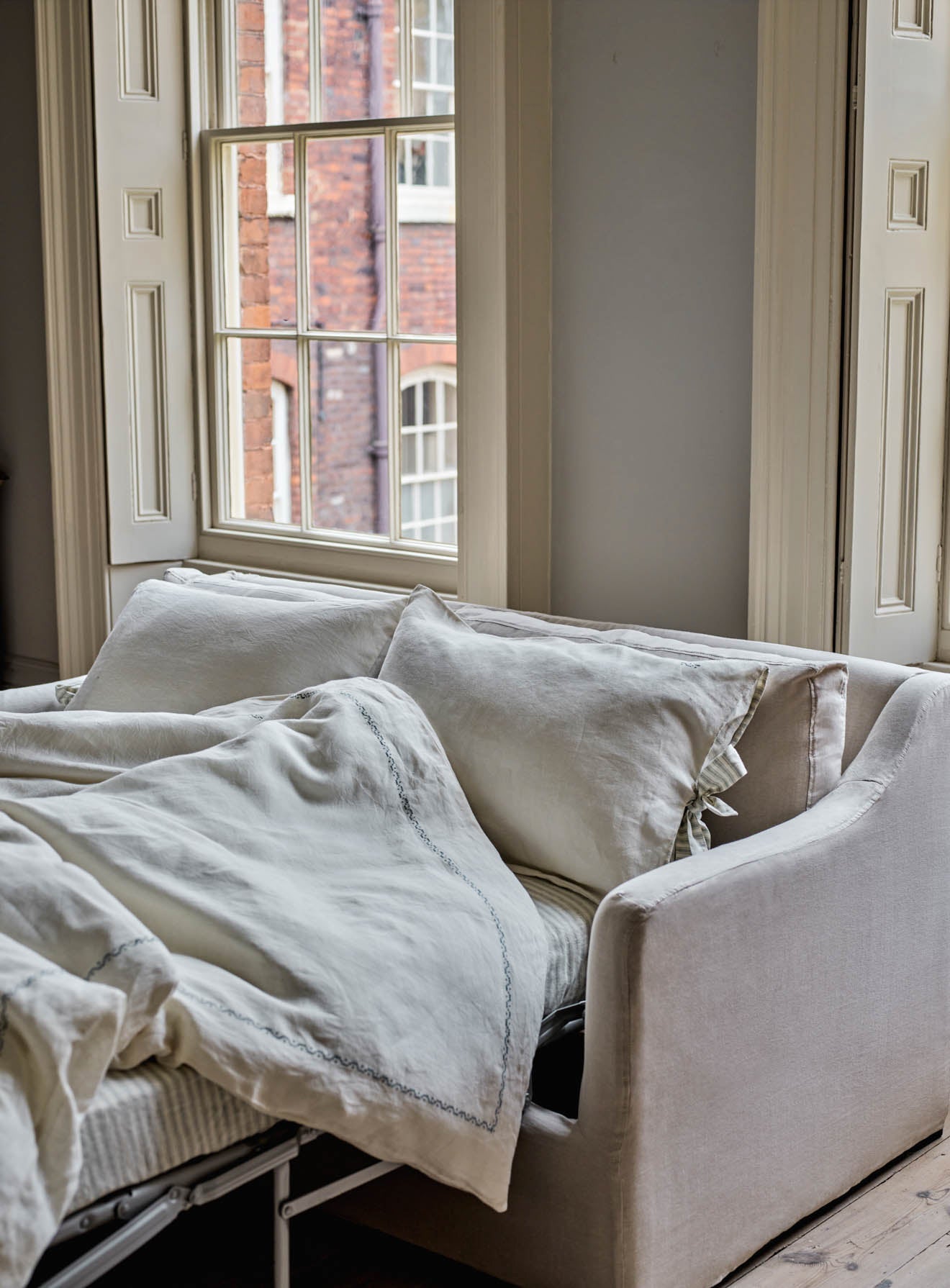 Warren Loose Cover Sofa Bed, Heritage Mole Stripe