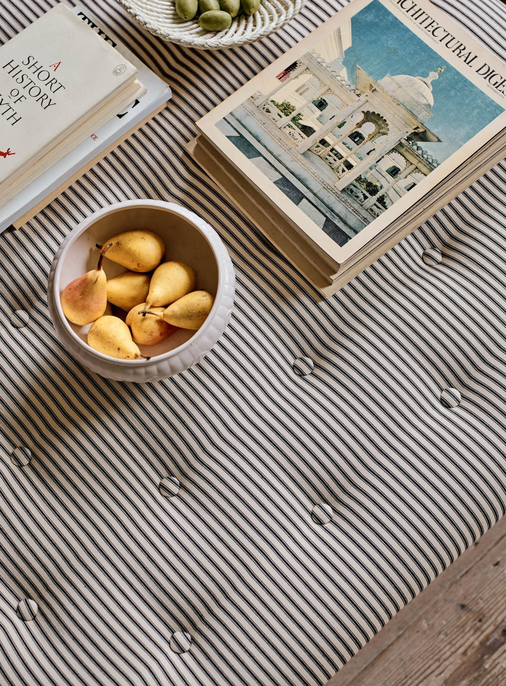 Freyer Footstool, Square, Moss Linen