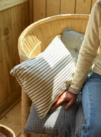 Handwoven Cotton Cushion Cover, Black Stripe