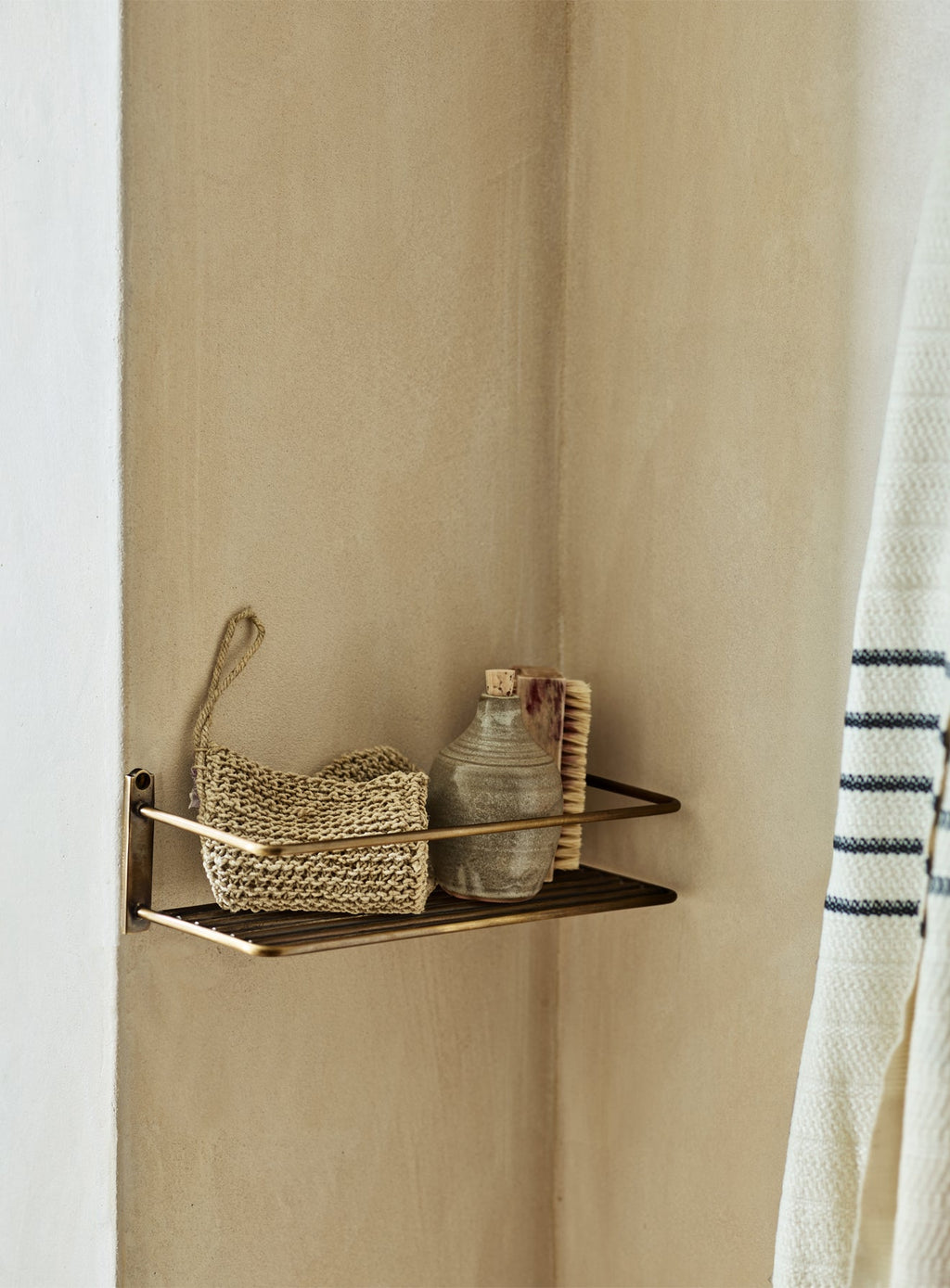 Bilton Shower Shelf, Antique Brass