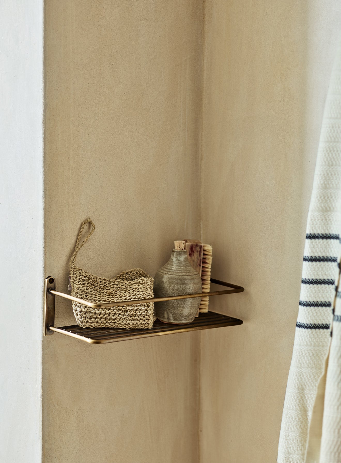Bilton Shower Shelf, Antique Brass