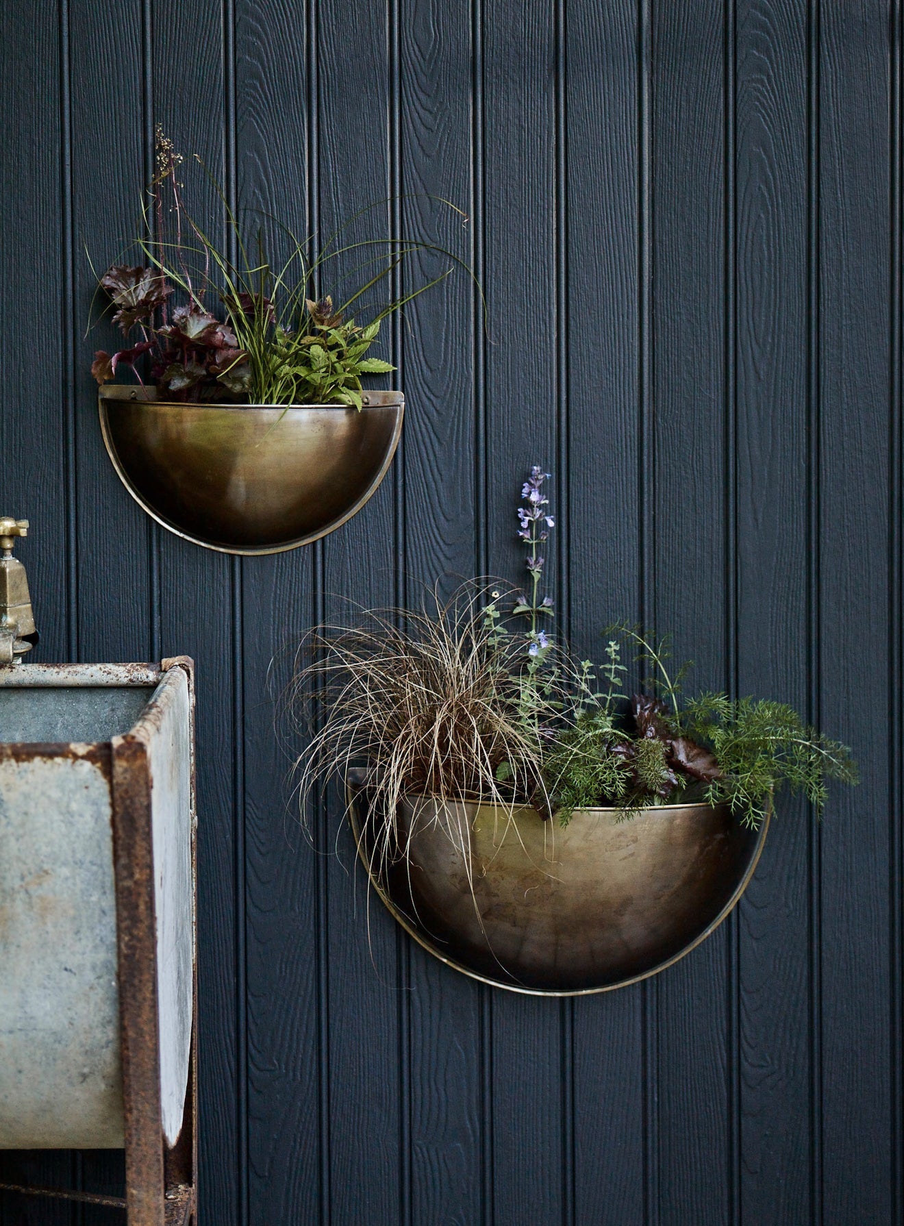 Sola Brass Wall Planter