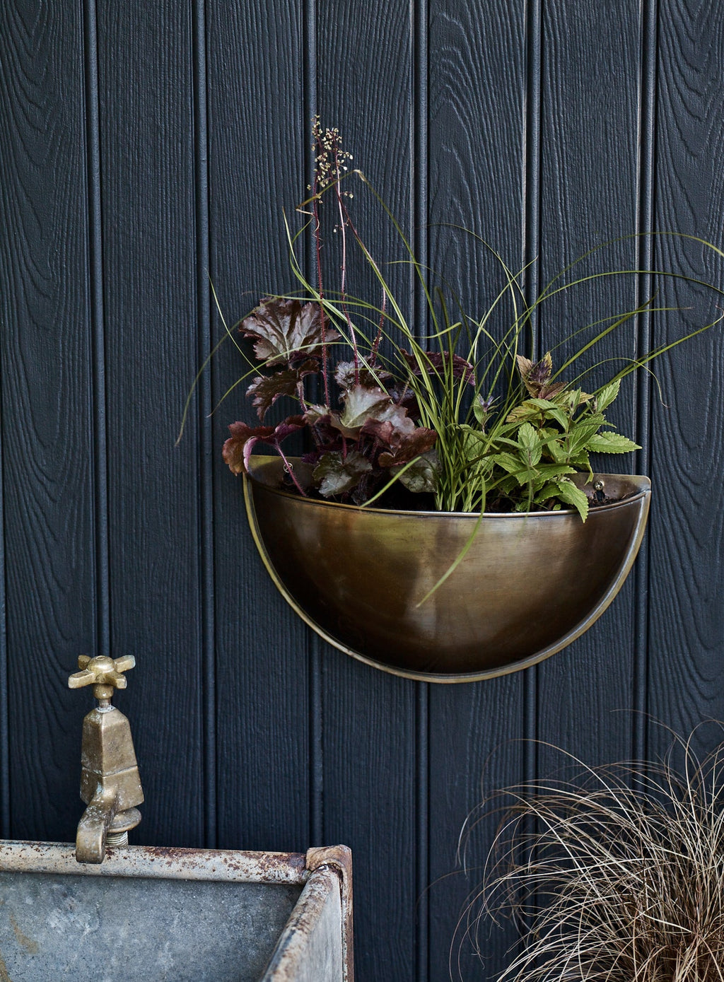 Sola Brass Wall Planter