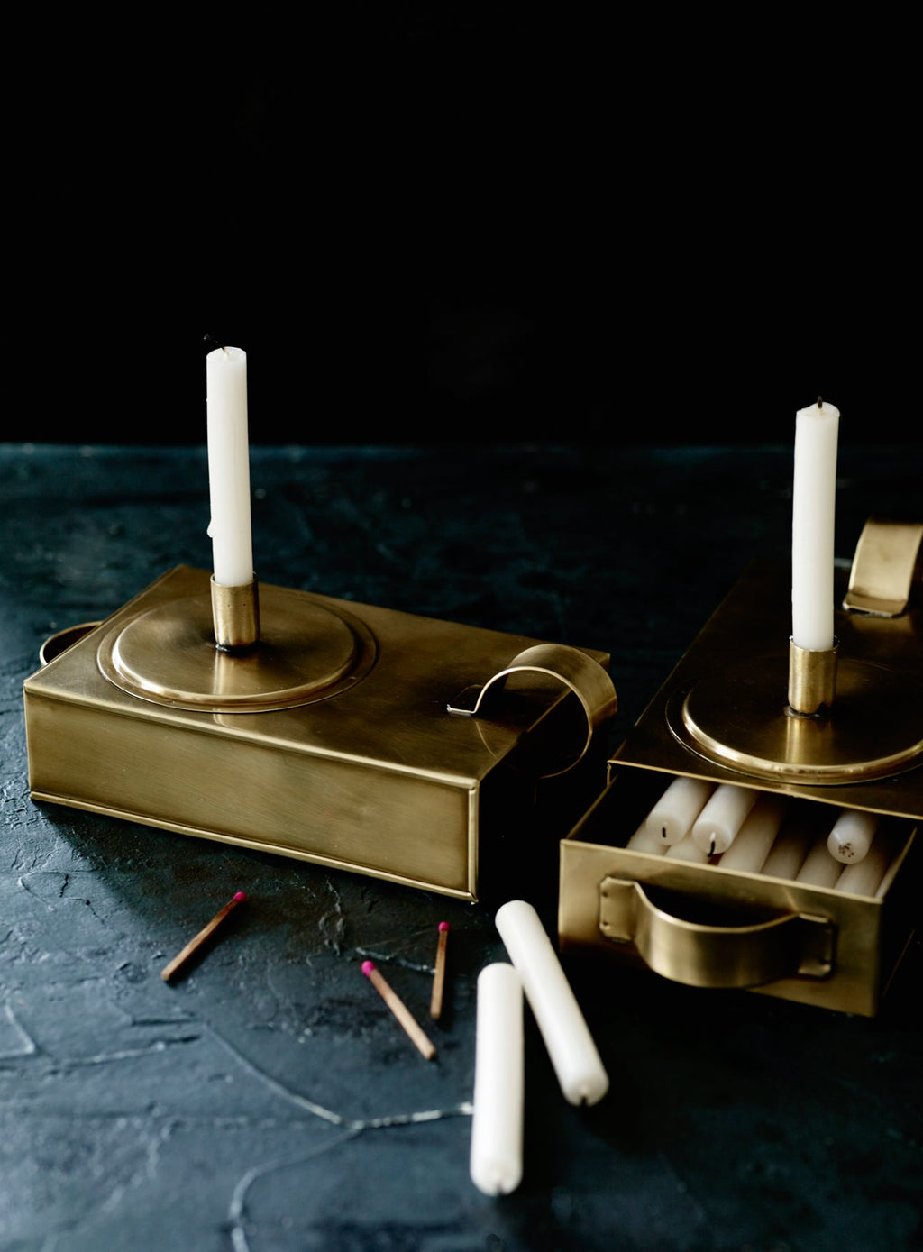 Thora Rustic Candle Holder, Brass