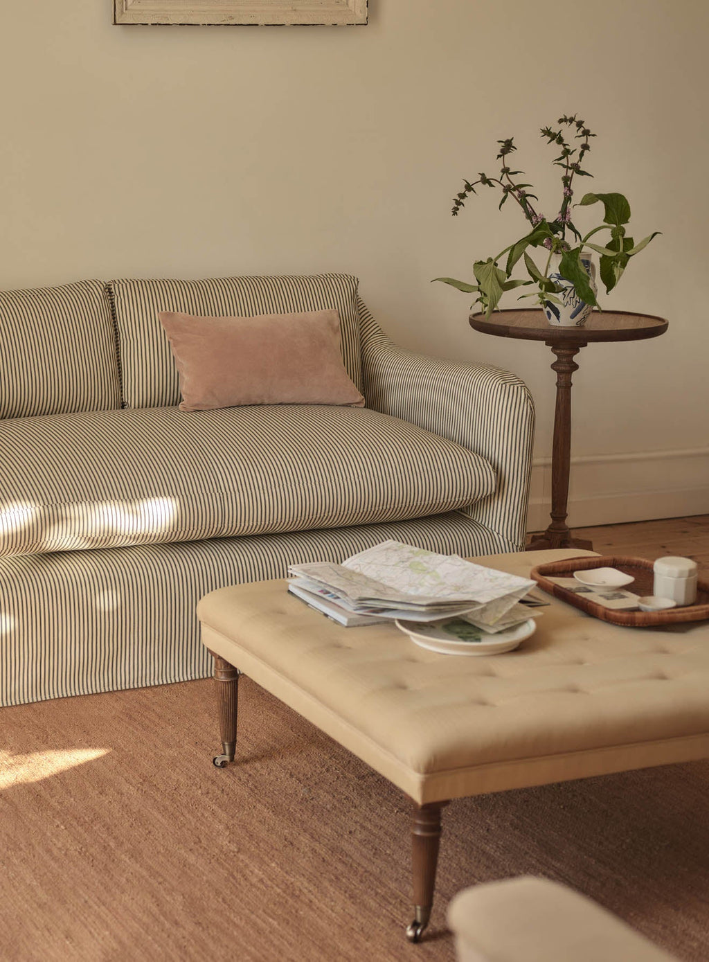 Warren Loose Cover Sofa, Black Ticking Stripe