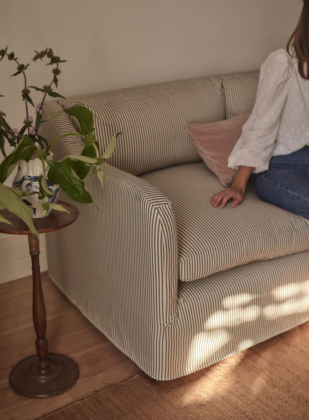 Warren Loose Cover Sofa, Black Ticking Stripe