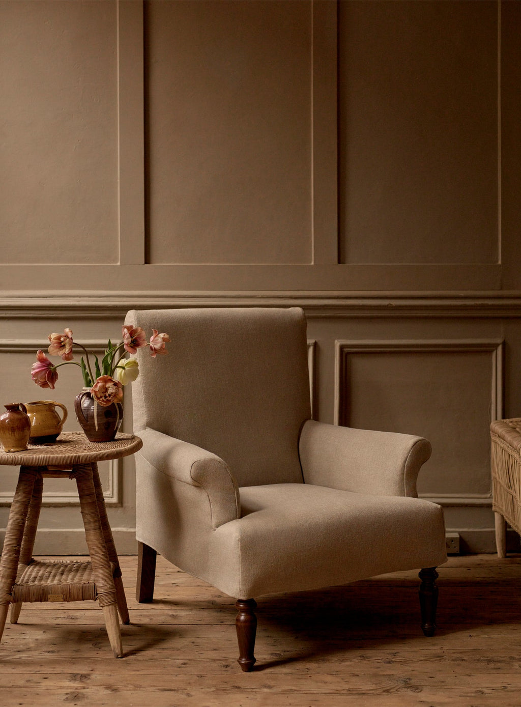 Wilford Armchair, Blue Ticking Stripe