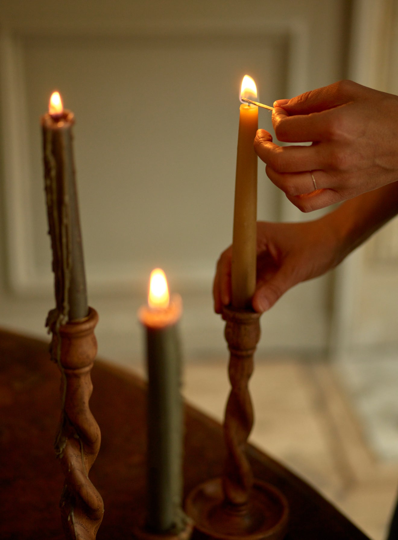 Albert Turned Oak Candlestick